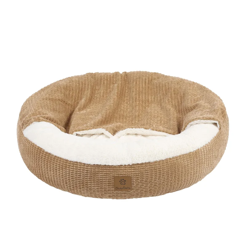 Charlie's Snookie Hooded Calming Dog Bed Large Iced Coffee Brown