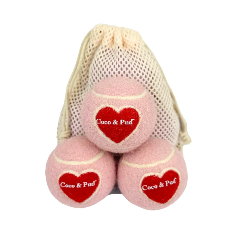 - Environmentally friendly pet toy recommendationsCoco & Pud Dog Tennis Ball - Pink with Red Heart (3 Pack)