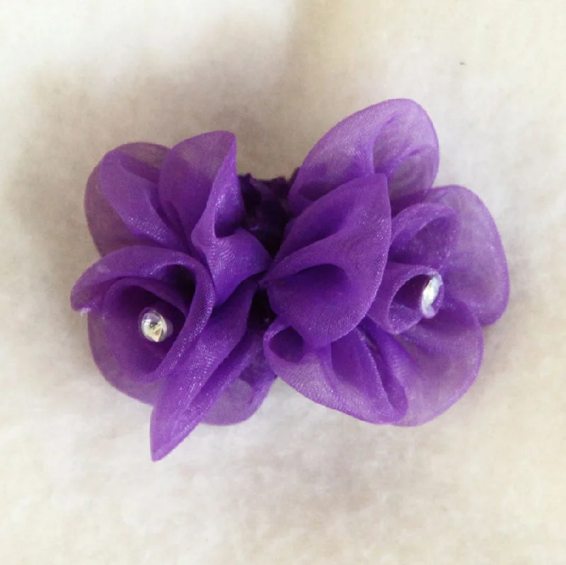 Deep Purple Rosebuds Hair Bow