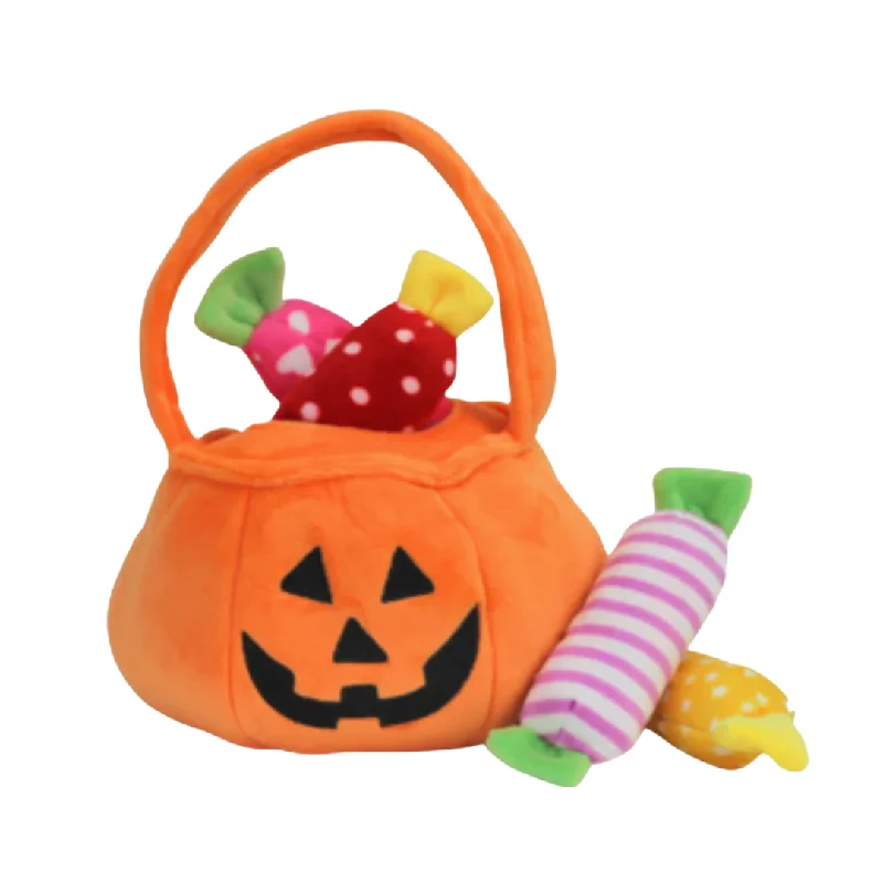 Find A Toy Halloween Pumpkin Bucket Dog Toy