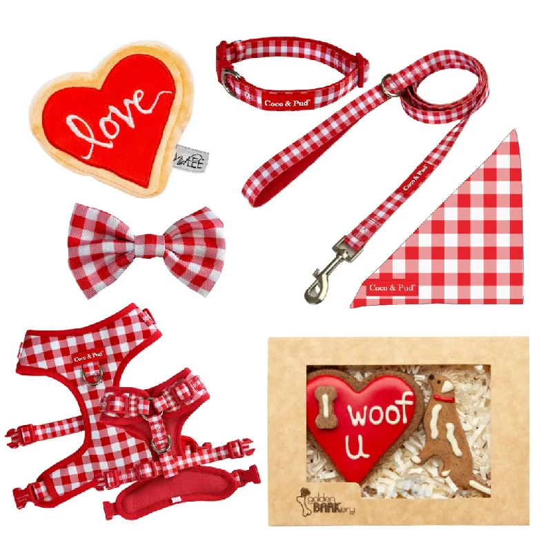 - Environmentally friendly pet toy recommendationsGingham Red Valentines Day Dog Hamper