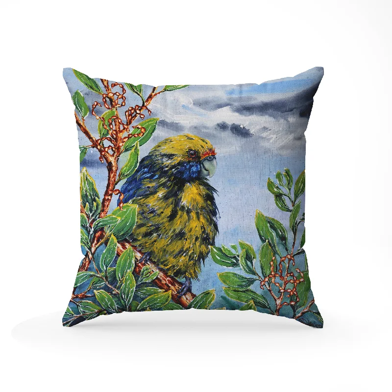 Green Rosella Square Cushion Cover