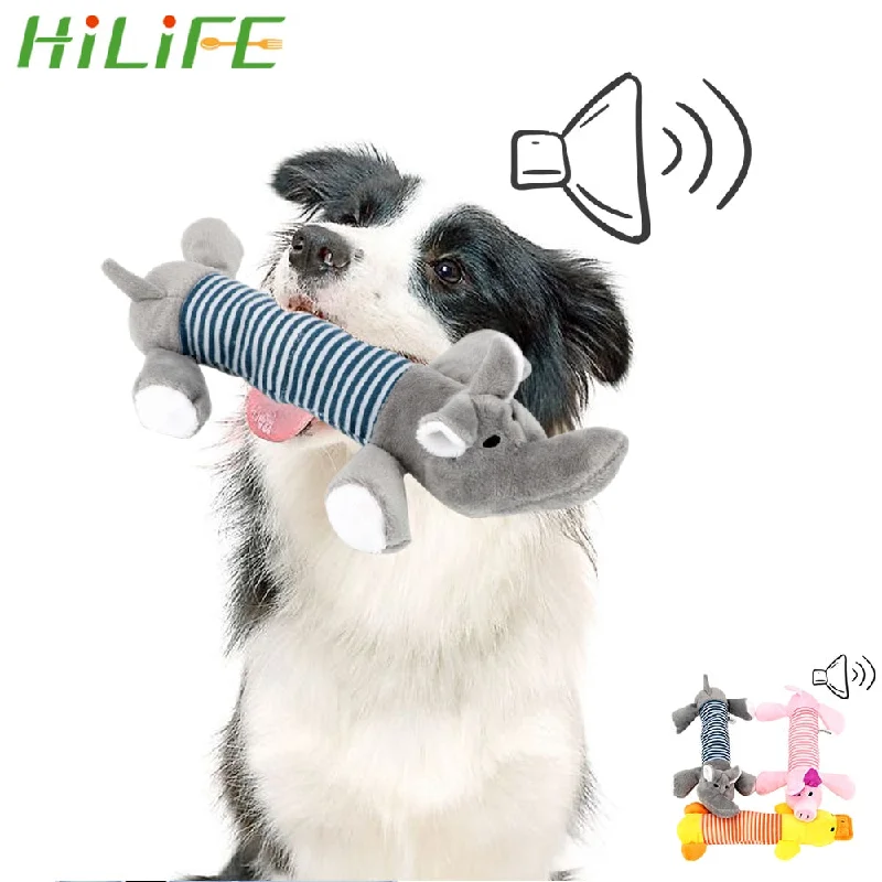  -High-end pet toy rankingsHILIFE Funny Plush Toys Dog Cat Fleece Toys Durability Squeak Chew Sound Dolls Elephant Duck Pig Fit for All Pets Pet Products