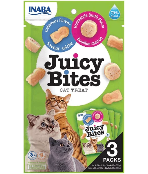 Inaba - Juicy Bites Calamari & Homestyle Broth Cat Treats  3 packs