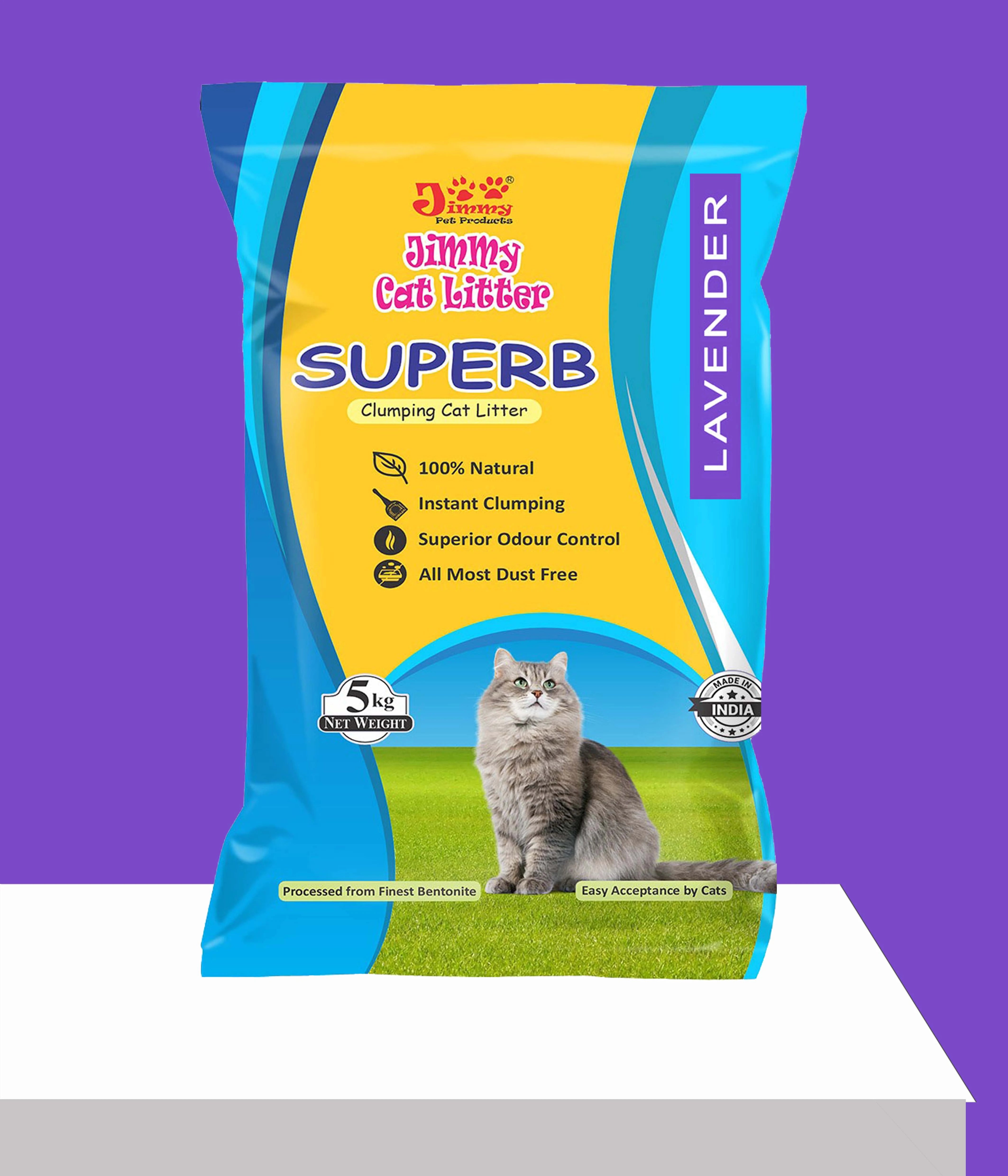 JiMMy Superb Clumping Bentonite Cat Litter Sand for cat 5 kg Lavender Fragrance