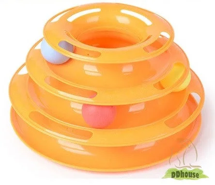  -Cost-effective pet toy recommendationsOrange Colored 3 Tier Tower Of Track Cat Toy