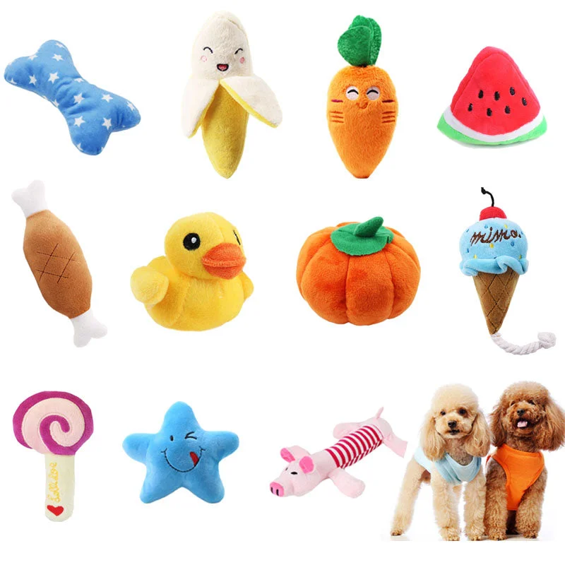 - Brand XX cat toy selectionspawstrip 1pc Plush Dog Toys Squeaky Bone Ice Cream Carrot Puppy Chew Toy Interactive Cat Toys Pet Dog Sound Toys For Small Dogs