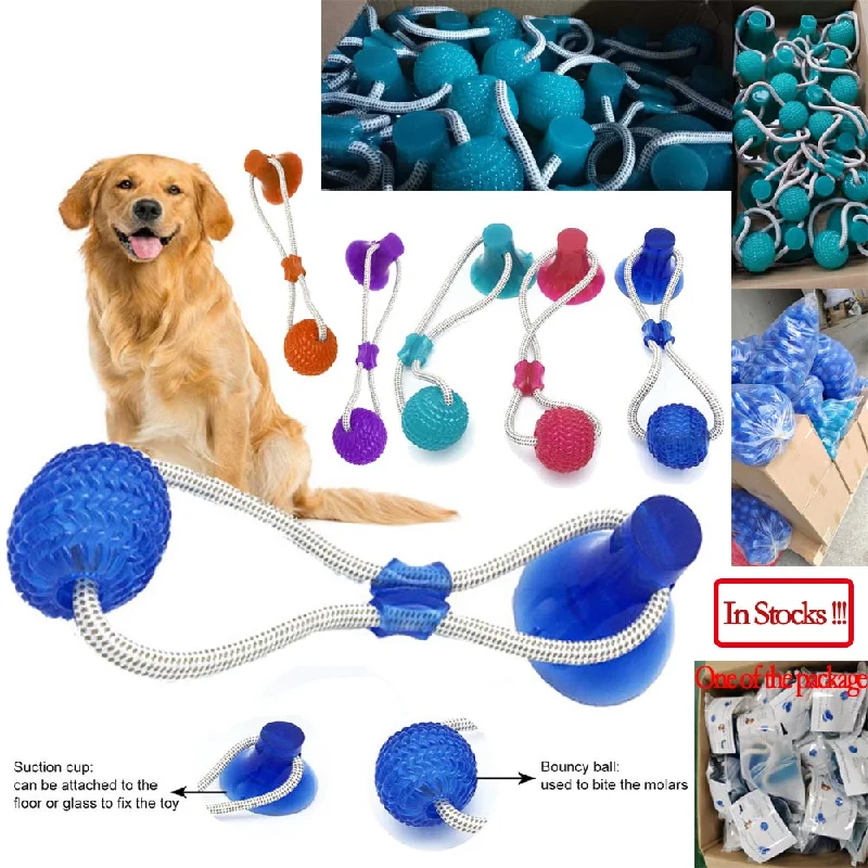 - Outdoor dog toy selectionPet Cats Dogs Interactive Suction Cup Push TPR Ball Toys Elastic Ropes Pet Tooth Cleaning Chewing Playing IQ Treat Puppy Toys