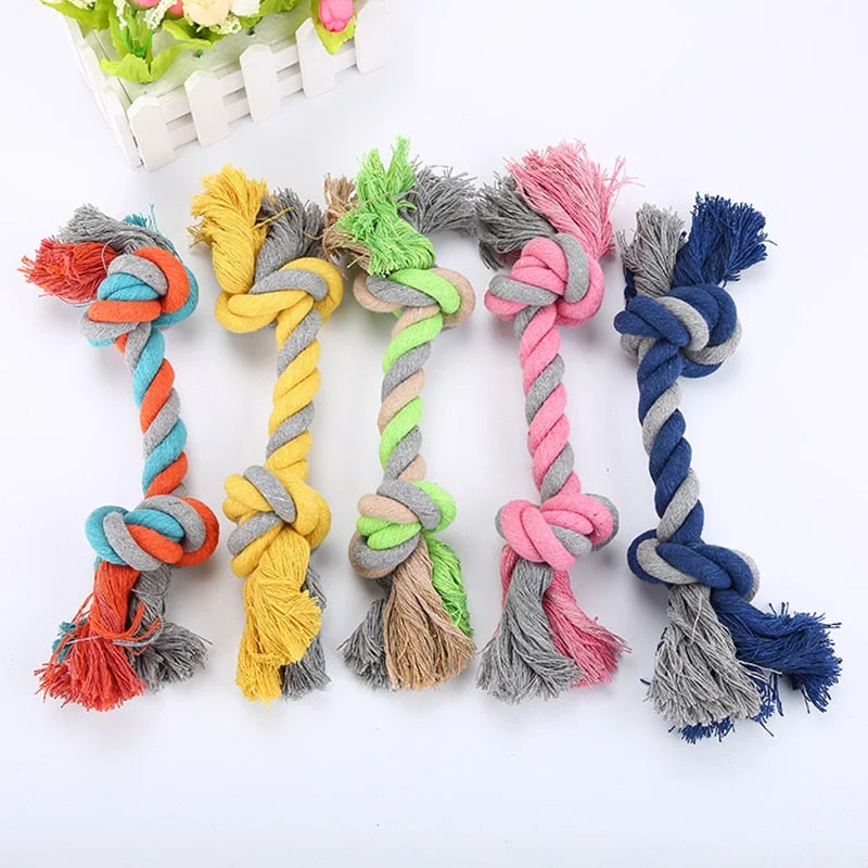 - Plush pet toy selectionPets dogs pet supplies 1pcs pet supplies Pet Dog Puppy Cotton Chew Knot Toy Durable Braided Bone Rope Funny Tool (Random Color )