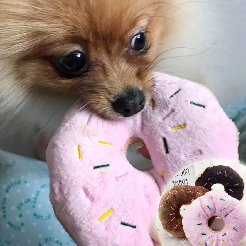 - Parrot toy selectionPink Coffee Color Pet Dog Chew Throw Toys Sightly Lovely Pet Dog Puppy Cat Squeaker Quack Sound Donut Play Toys For Dogs 14cm