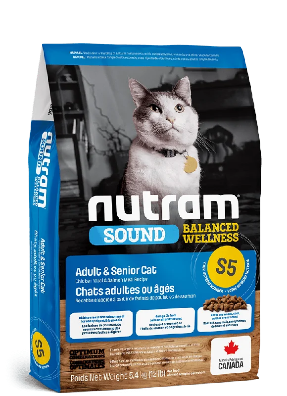 S5 Sound Balanced Wellness Adult & Senior Chicken Meal and Salmon Meal Recipe - Dry Cat Food - Nutram