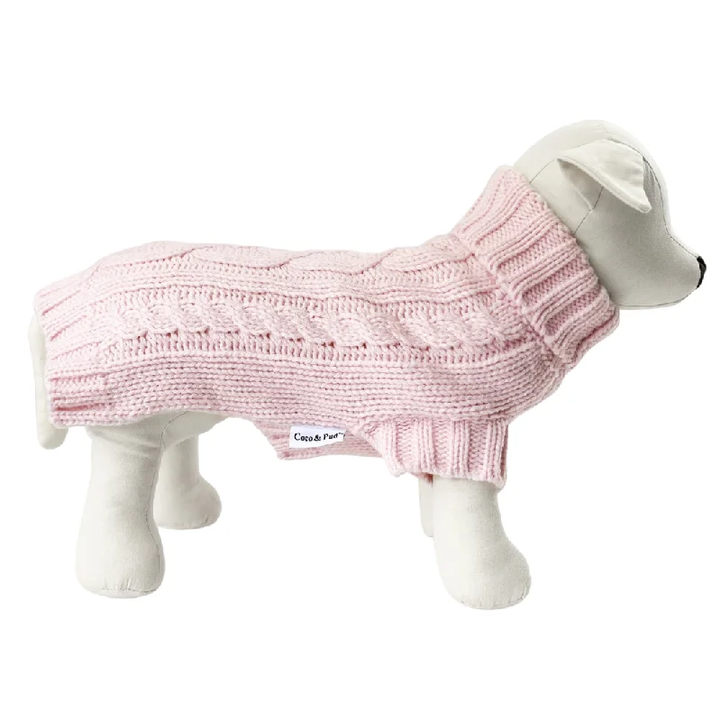 Coco Cable Dog Sweater/ Dog Jumper - Blush Pink